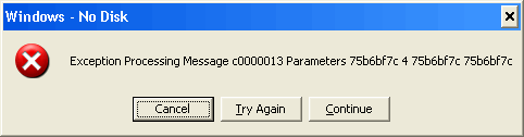 Cancel, Try Again, Continue?